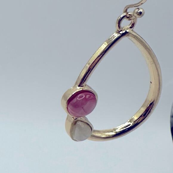 LIA SOPHIA Earrings Pierced Drop Dangle Gold Pink Beige Tan Summer Minimalist - Picture 4 of 6